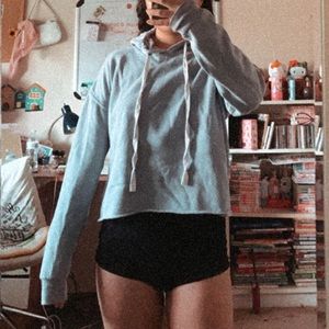 Blue Cropped Hoodie